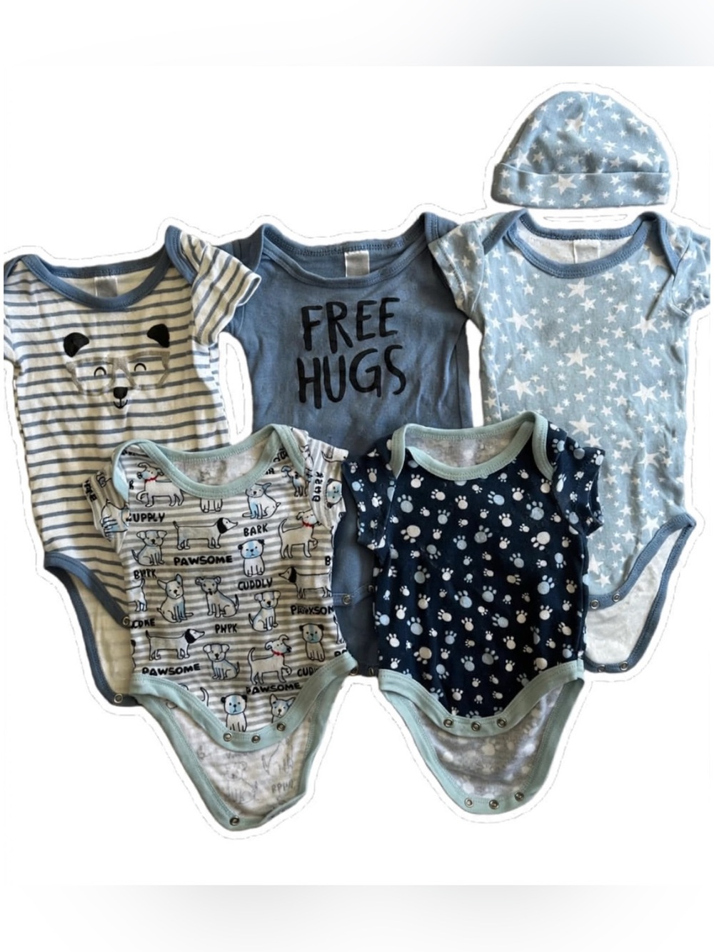 Baby Boy Bundle Set with Hat (x5) - like new, no stains